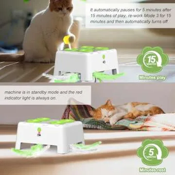 Bolpetizo Cat Toys, Interactive Cat Toys, 2-in-1 Automatic Cat Toy, 4 Holes Mice Whack A Mole Cat Mouse Toy with Moving Feather, Portable USB Rechargeable Electronic Kitten Toys (White)