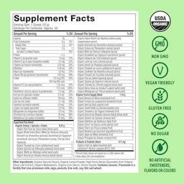 Purely Inspired Organic Green Powder Smoothie Mix, Tropical Mango Iced Tea Flavor (30 Servings) - Probiotics for Digestive Health with Spirulina & Chlorella for Gut Health - Vegan & Gluten-Free