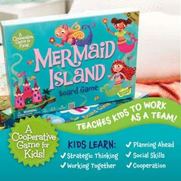 Peaceable Kingdom Mermaid Island Award Winning Cooperative Board Game for 2 to 6 Kids Ages 5+