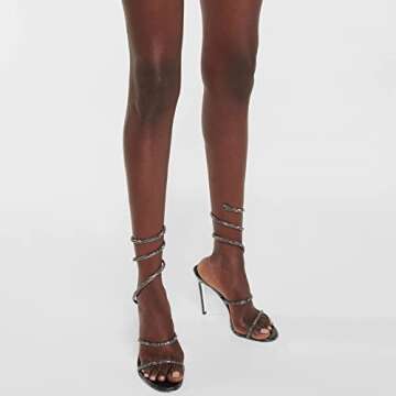 Vertundy Women’s Rhinestone Heeled Sandals - Stylish Gladiator Sandals for Parties