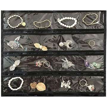 BB Brotrade Hanging Jewelry Organizer,Accessories Organizer,Oxford 80 Pocket Organizer for Holding Jewelries (Black)
