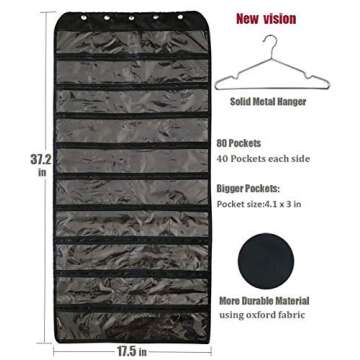 BB Brotrade Hanging Jewelry Organizer,Accessories Organizer,Oxford 80 Pocket Organizer for Holding Jewelries (Black)