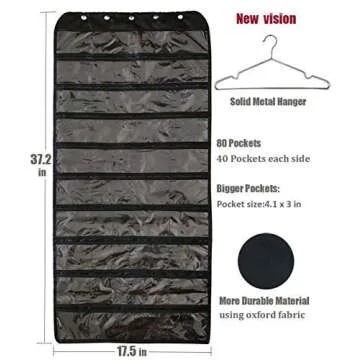 BB Brotrade Hanging Jewelry Organizer,Accessories Organizer,Oxford 80 Pocket Organizer for Holding Jewelries (Black)