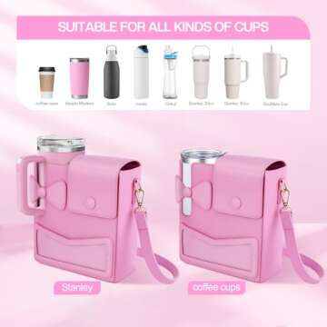 Crossbody Bag for Stanley Cup Purse, Outdoor Portable Water Bottle Holder with Adjustable Shoulder S...