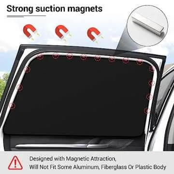 ZATOOTO Car Window Sun Shades Covers - 4 Pcs Magnetic Privacy Side Sunshades Blackout Auto Camping C...