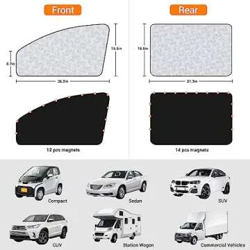 ZATOOTO Car Window Sun Shades Covers - 4 Pcs Magnetic Privacy Side Sunshades Blackout Auto Camping Curtains Accessories for Sleeping Family and Women Men Kids Baby