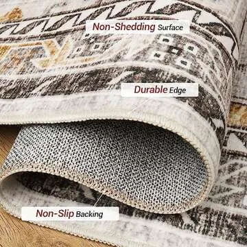 Madane Hallway Runner Rug - 2x5 Rug Runner Washable Runner Rugs Non-Slip Low-Pile Kitchen Runner Rug Laundry Room Rug Throw Carpet for Entrance Bedroom Living Room (2'x5', Brown/Gold)