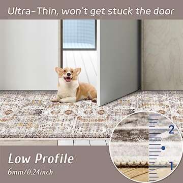 Madane Hallway Runner Rug - 2x5 Rug Runner Washable Runner Rugs Non-Slip Low-Pile Kitchen Runner Rug Laundry Room Rug Throw Carpet for Entrance Bedroom Living Room (2'x5', Brown/Gold)