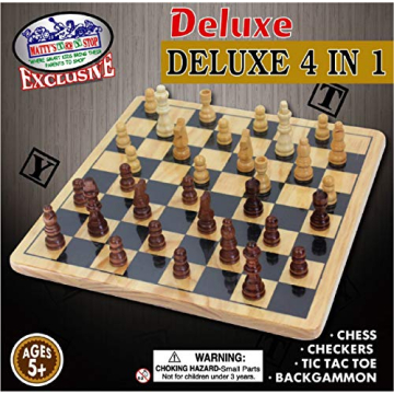 Deluxe 4-in-1 Wooden Board Game Set for Family Fun
