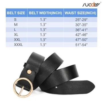 SUOSDEY Women Leather Belt - Adjustable O-Ring Style