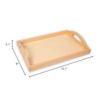 Amazing Child Montessori Small Quality Beech Wooden Tray (Internal Dimensions of Base = 11 x 7 inches)
