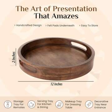 Rustic 12" Mango Wood Serving Tray for All Occasions