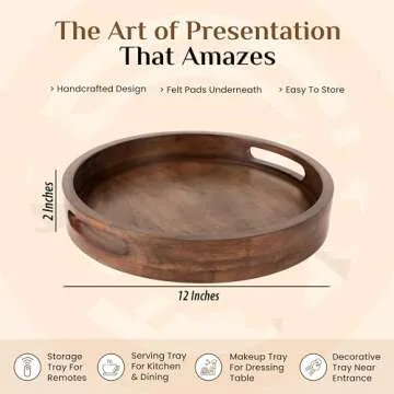 Rustic 12" Mango Wood Serving Tray for All Occasions