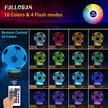 FULLOSUN Soccer Night Light 3D Optical Illusion Lamp