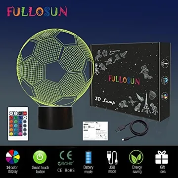 FULLOSUN Soccer Night Light 3D Optical Illusion Lamp