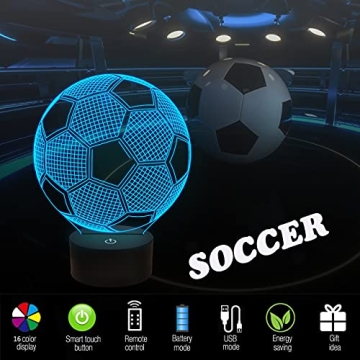 FULLOSUN Soccer Night Light 3D Optical Illusion Lamp