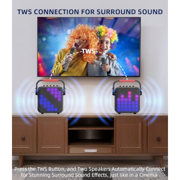 LED Karaoke Machine with Bluetooth & 2 Microphones