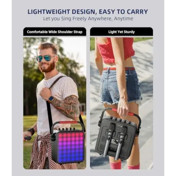 LED Karaoke Machine with Bluetooth & 2 Microphones