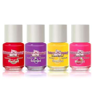 PIGGY PAINT Scented 100% Non-toxic Girls Nail Polish - Safe, Chemical Free Low Odor for Kids, 4 Pack...