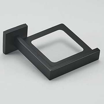 Toilet Brush with Holder Wall Mounted Matte Black, NEWRAIN Modern Bathroom Toilet Brush with Holder Stainless Steel Holder Glass Canister with Toilet Brush Toilet Brush Holder Set