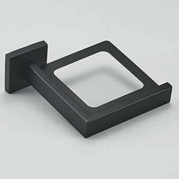 Toilet Brush with Holder Wall Mounted Matte Black, NEWRAIN Modern Bathroom Toilet Brush with Holder Stainless Steel Holder Glass Canister with Toilet Brush Toilet Brush Holder Set