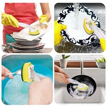 Durable Dish Wand with 7 Replacement Sponges for Easy Cleaning