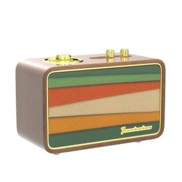 Yogyro Trenbader Artlink Stereo Wireless Speaker AM/FM Retro Wood Bluetooth Speaker with Built-in Speakers,Elegant & Vintage Design Portable Bluetooth Speaker for Home Office Outdoor…