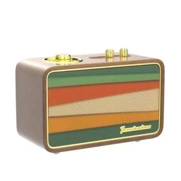 Yogyro Trenbader Artlink Stereo Wireless Speaker AM/FM Retro Wood Bluetooth Speaker with Built-in Speakers,Elegant & Vintage Design Portable Bluetooth Speaker for Home Office Outdoor…
