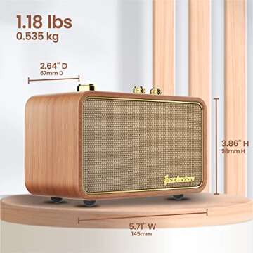 Yogyro Trenbader Artlink Stereo Wireless Speaker AM/FM Retro Wood Bluetooth Speaker with Built-in Speakers,Elegant & Vintage Design Portable Bluetooth Speaker for Home Office Outdoor…