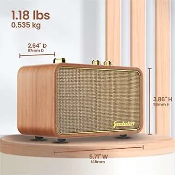 Yogyro Trenbader Artlink Stereo Wireless Speaker AM/FM Retro Wood Bluetooth Speaker with Built-in Speakers,Elegant & Vintage Design Portable Bluetooth Speaker for Home Office Outdoor…