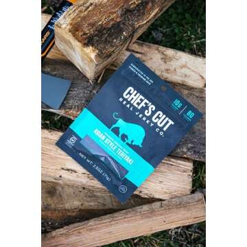 Chef's Cut Beef Jerky, Teriyaki, High Protein Meat Snack, 10g of Protein and 80 Calories, Gluten Free, Premium Lean Smoked Beef - 2.5 Ounce (Pack of 8)