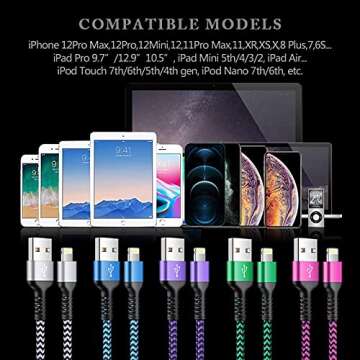 [3/6/10FT-5Pack] iPhone Charger Apple Certified Lighting Charge Cords Phone Power Data Cable Nylon B...
