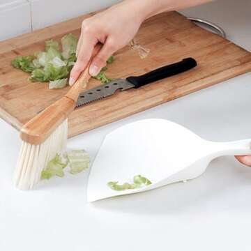 Small Broom and Dustpan Set, Dustpan and Brush Set, Bamboo Handle Mini Brush Dustpan, Short Hand Broom for Home,Kitchen, Office, Pet, Desktop, Outdoor (11.5")