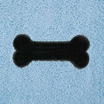 Bone Dry Pet Grooming Towel Collection Absorbent Microfiber X-Large, 41x23.5", Embroidered Blue