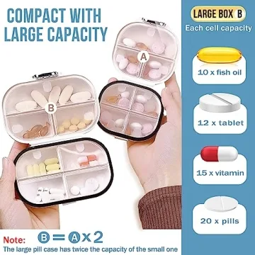 Compact Travel Pill Organizer with Medication Tracker 2 Pack
