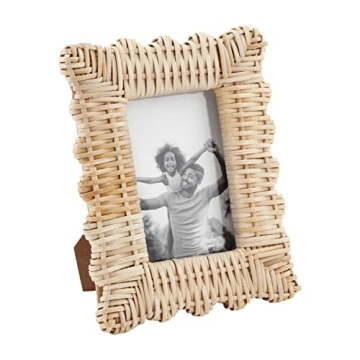 Mud Pie Woven Frame - Stylish 4x6 Scalloped Design