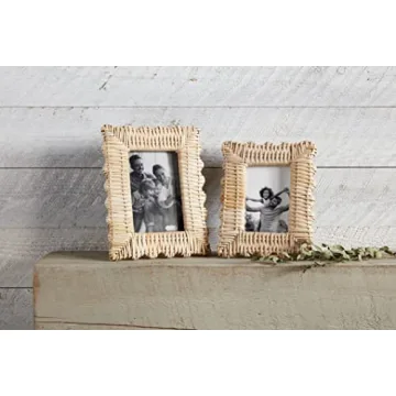 Mud Pie Woven Frame - Stylish 4x6 Scalloped Design