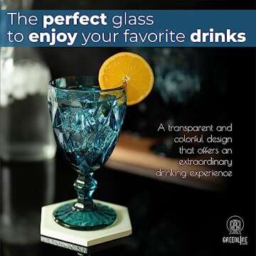 Greenline Goods Navy Blue Goblet Glasses - Set Of 4 (10 oz) Vintage Water, Wine, Drink Glassware Set...
