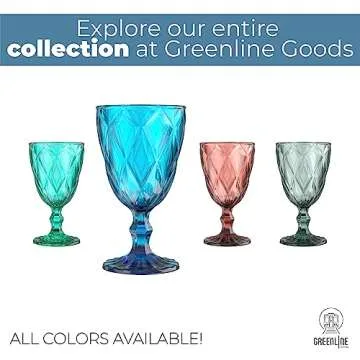 Greenline Goods Navy Blue Goblet Glasses - Set Of 4 (10 oz) Vintage Water, Wine, Drink Glassware Set - Modern Diamond Textured Drinking Glasses - Unique Embossed Pattern - Unique Stemmed Glassware