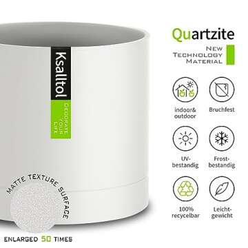 Ksalltol Plant Pots Indoor 5.7/4.6/4 Inch, Quartzite Pots for Planting with Drainage Holes, White…