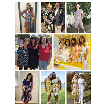 DouBCQ Women's Flowy Short Sleeve Dress with Pockets