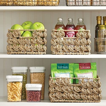 mDesign Seagrass Storage Baskets with Handles for Home
