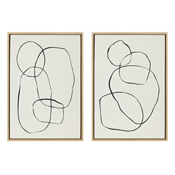 Kate and Laurel Sylvie Modern Circles and Going in Circles Framed Linen Textured Canvas Wall Art Set...
