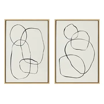 Kate and Laurel Sylvie Modern Circles and Going in Circles Framed Linen Textured Canvas Wall Art Set...