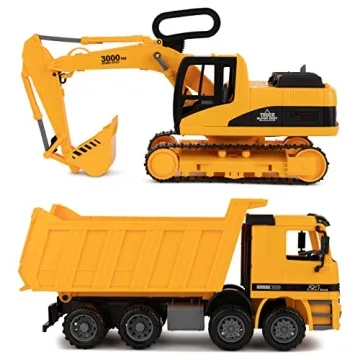 Toy To Enjoy Construction Toys - Excavator & Dump Truck Toy for Kids (Set of 2) – Moveable Claw & ...