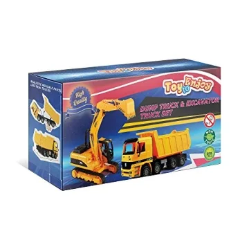 Excavator & Dump Truck Toy Set – Double the Fun for Kids