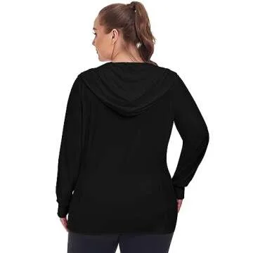 COOTRY Women's Plus Size UPF 50+ Sun Protection Jacket Lightweight Long Sleeve Zip Up Hoodie Cooling...
