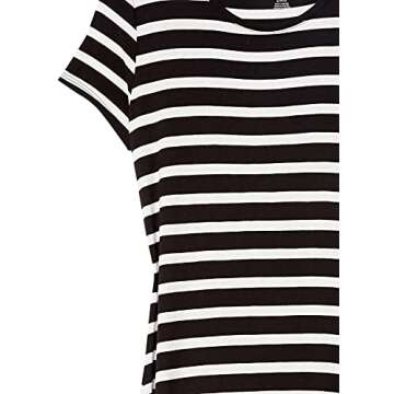 Amazon Essentials Women's Short-Sleeve Maxi Dress, Black White French Stripe, Medium