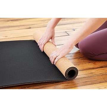 Sol Living Natural Cork Yoga Mat Yoga Mat Stretching Pilates Meditation Exercise Mat Gym Equipment Non Slip Portable Travel Yoga Accessories Foldable Workout Mat - 24" x 72"