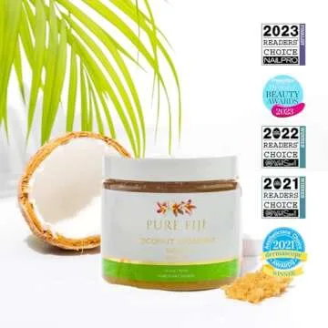 Pure Fiji Coconut Sugar Body Scrub - Body Exfoliator Scrub Natural Origin for Smooths and Softens Skin - Organic Exfoliating Sugar Scrub for Body, Noni, 15.5 Oz
